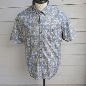 MICHAEL BASTIAN Grey Green Paisley Cotton‎ Sz XL Button Down Short Sleeve Shirt